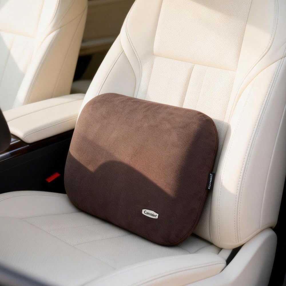 Beige Lumbar Support Pillow for Car Recliner Soft Lower Back Waist Cushion