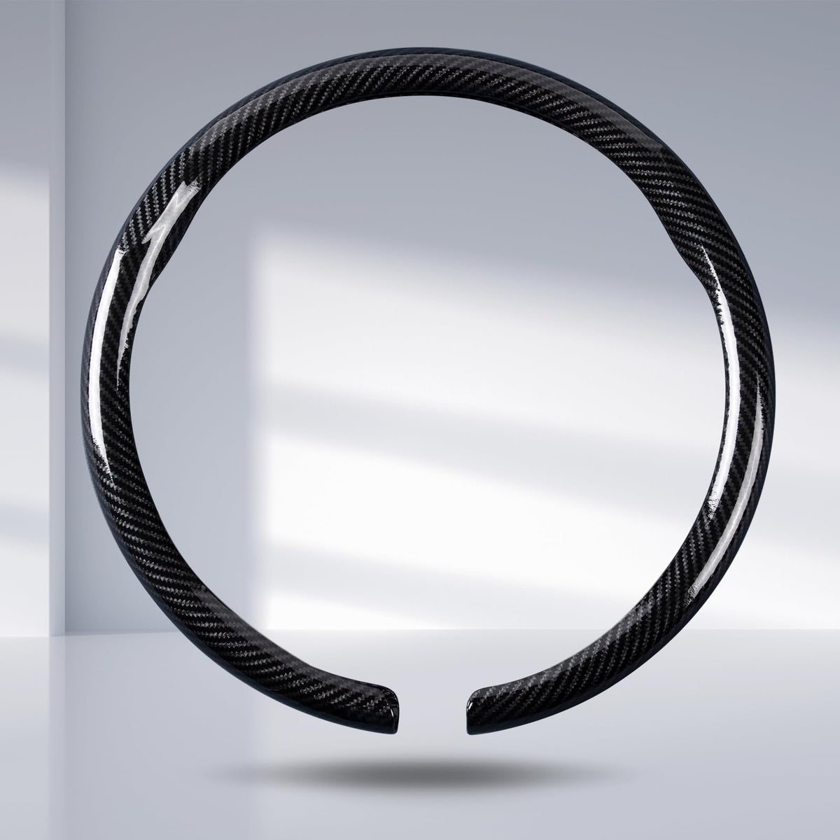 Steering Wheel Cover Carbon Fiber Car Steering Wheel Cover, Glossy Black