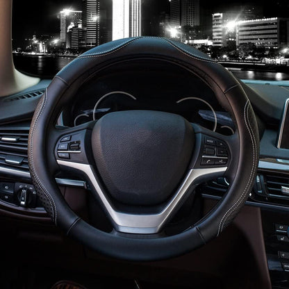 Valleycomfy Leather Steering Wheel Covers Universal 15 inch -Breathable