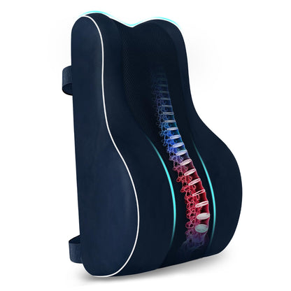 CloudBliss Lumbar Support Pillow, Memory Foam for Office Chair, Black
