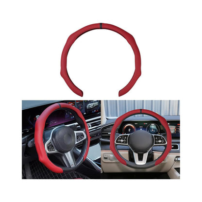 Osilly 15 Inch Nappa Leather Steering Wheel Cover, Spliced Design, Black