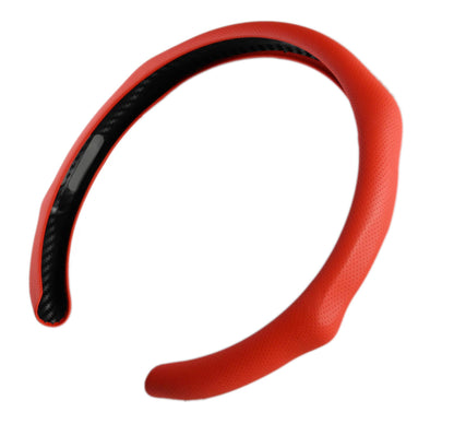 Quick Install Sporty Perforated Nappa Leather Steering Wheel Cover with Red Circular Stripe Trim Universal fit Any 14½ to 15 inches Car Pickup SUV 14.5 to 15 inches SW