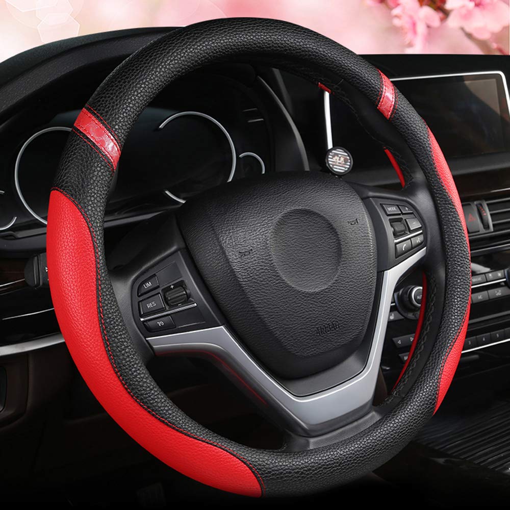 Cxtiy Steering Wheel Cover for Women Leather Universal Steering Wheel Covers for Car 15 inch (Pink)