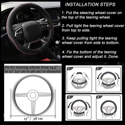 Rueesh Steering Wheel Cover Microfiber Leather Universal for 14.5-15 Inch