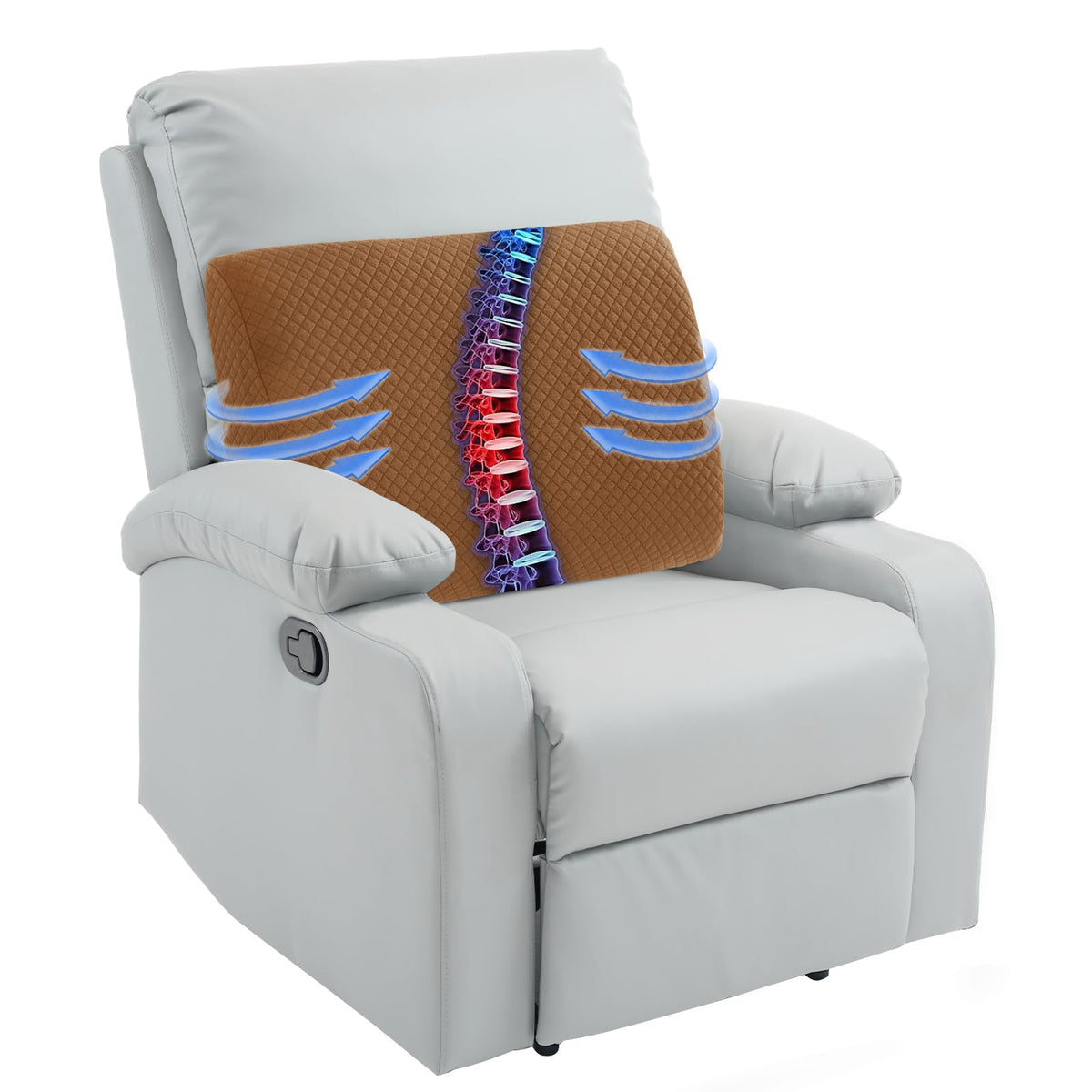 HOMBYS Lumbar Support Pillow for Recliner Chair, Memory Foam Back Support Cushion for Elderly,Extra Large Lumbar Support Pillow,Thick Backrest for Home Reading (Grey, 20“x13.5"x5")