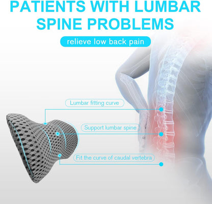 Lumbar Support Pillow for Office Chair, Memory Foam Lumbar Pillow for Lower Back Pain Relief (Grey)