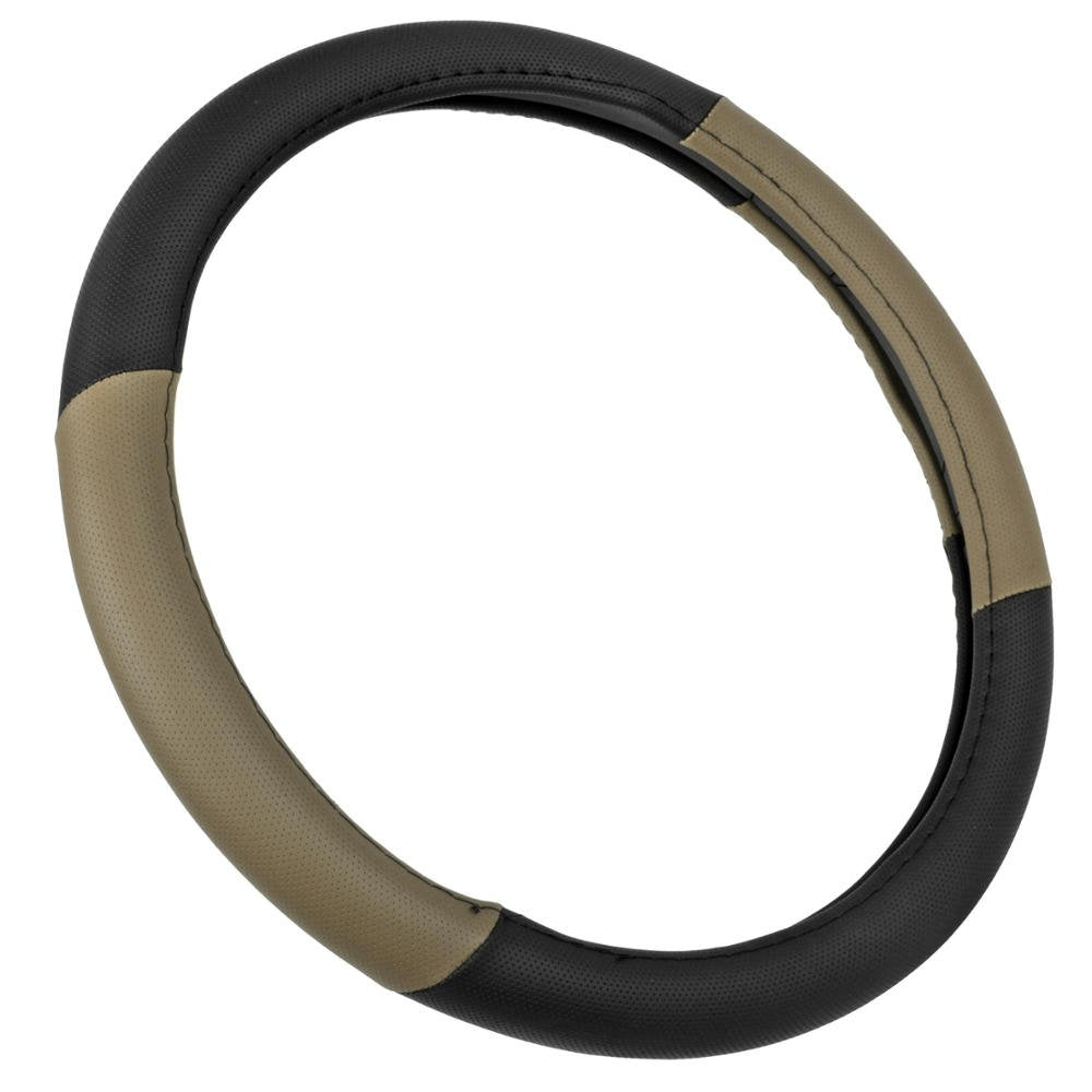 BDK Black Genuine Leather Steering Wheel Cover Large 15.5 to 16 inch