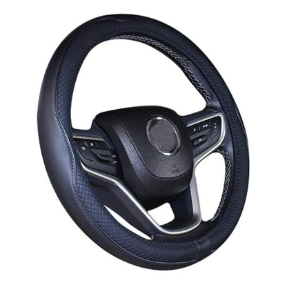 Mayco Bell Universal Standard Size Steering Wheel Cover Anti-Slip,Safety,Soft,Breathable,Durable,Full Surround,Comfortable Grip Microfiber Leather (14.5-15 inch,Black Blue)