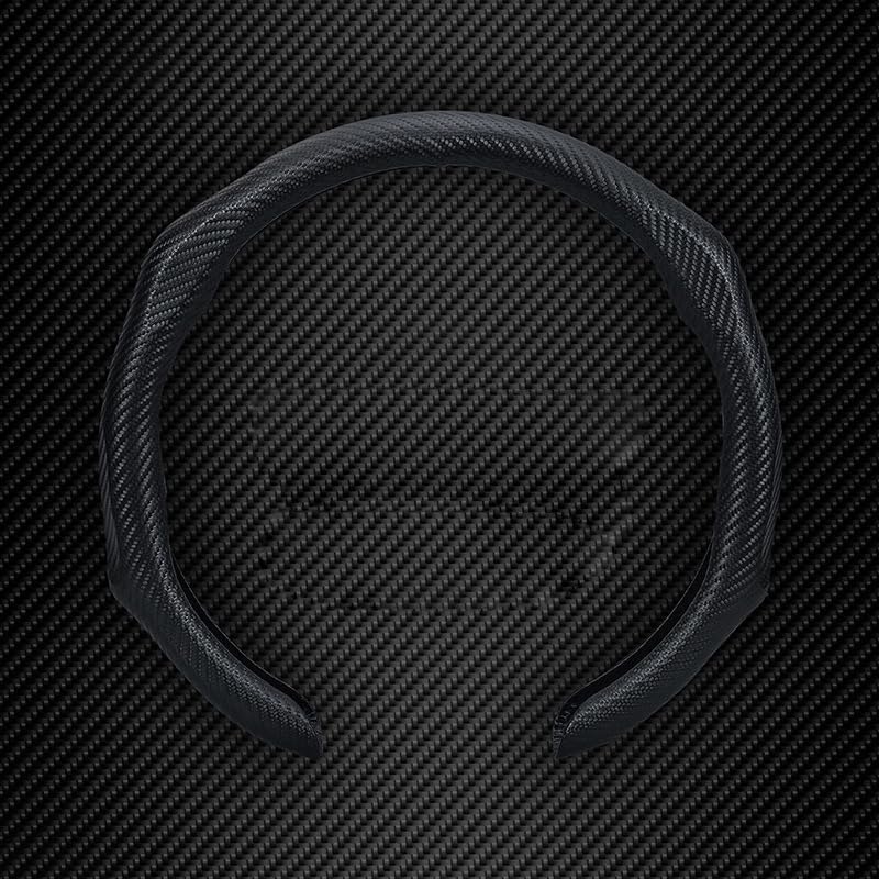 Quick Install Sporty Perforated Nappa Leather Steering Wheel Cover with Red Circular Stripe Trim Universal fit Any 14½ to 15 inches Car Pickup SUV 14.5 to 15 inches SW