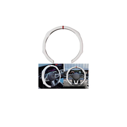 Osilly 15 Inch Nappa Leather Steering Wheel Cover, Spliced Design, Black