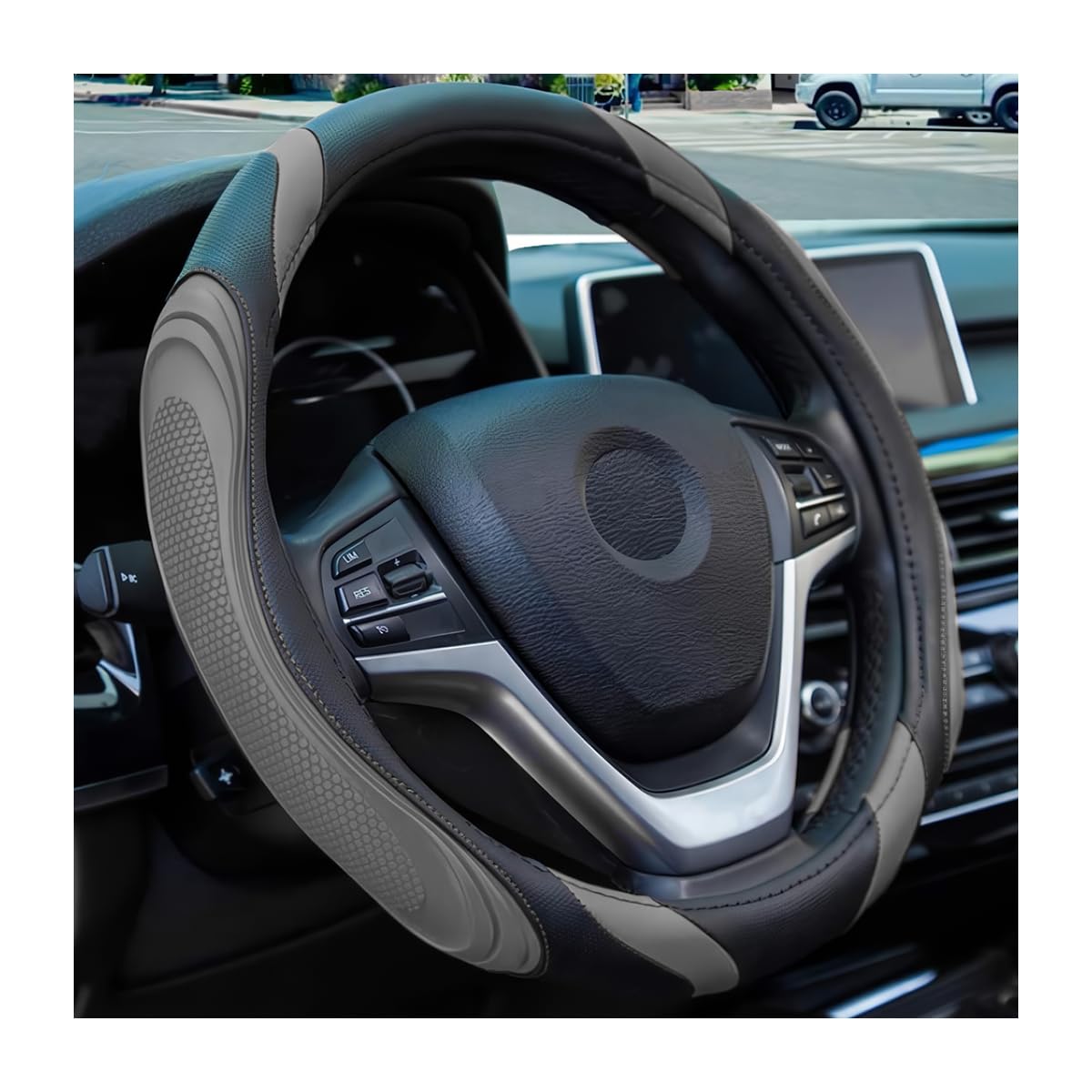 Osilly 15 Inch Artificial Leather Steering Wheel Cover, Red