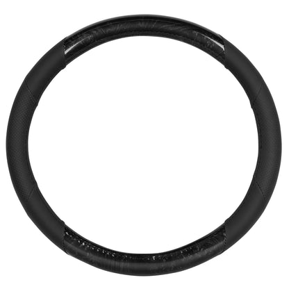 BDK Black Genuine Leather Steering Wheel Cover Large 15.5 to 16 inch