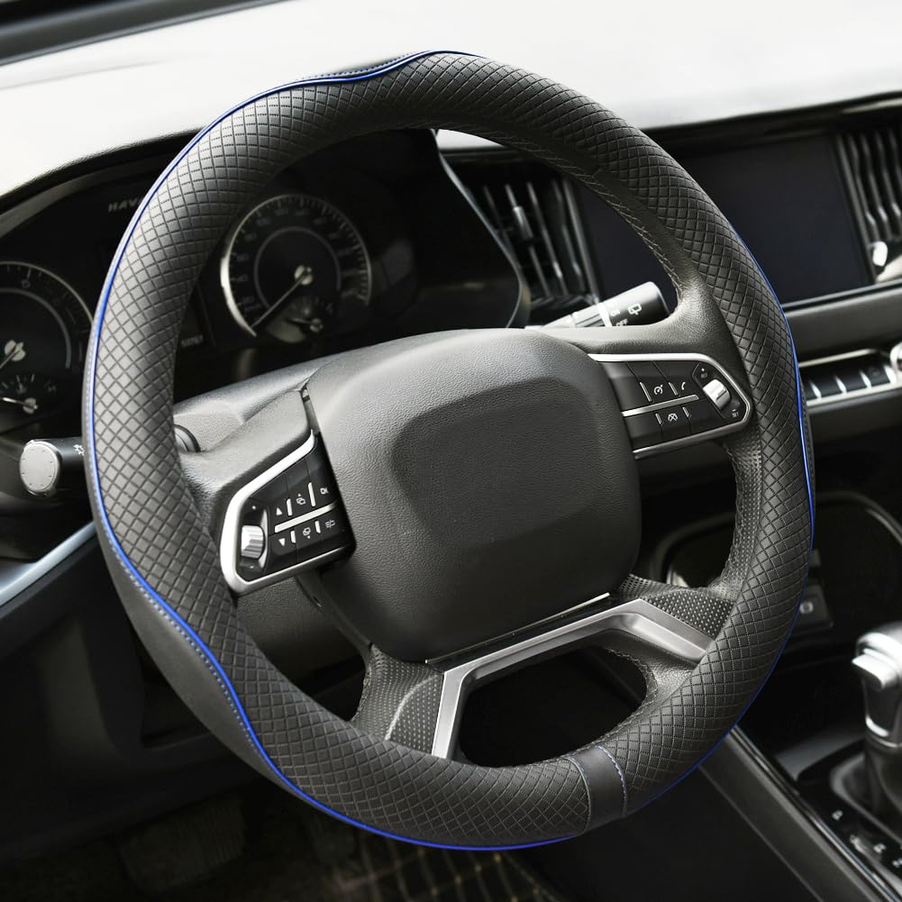 Rueesh Steering Wheel Cover Microfiber Leather Universal for 14.5-15 Inch