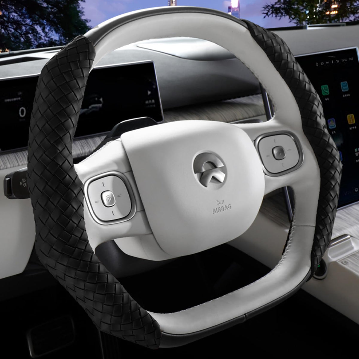 Quick Install Sporty Perforated Nappa Leather Steering Wheel Cover with Red Circular Stripe Trim Universal fit Any 14½ to 15 inches Car Pickup SUV 14.5 to 15 inches SW