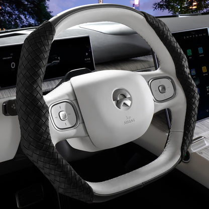 Quick Install Sporty Perforated Nappa Leather Steering Wheel Cover with Red Circular Stripe Trim Universal fit Any 14½ to 15 inches Car Pickup SUV 14.5 to 15 inches SW