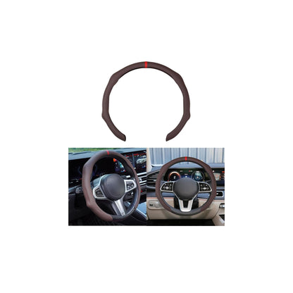 Osilly 15 Inch Nappa Leather Steering Wheel Cover, Spliced Design, Black