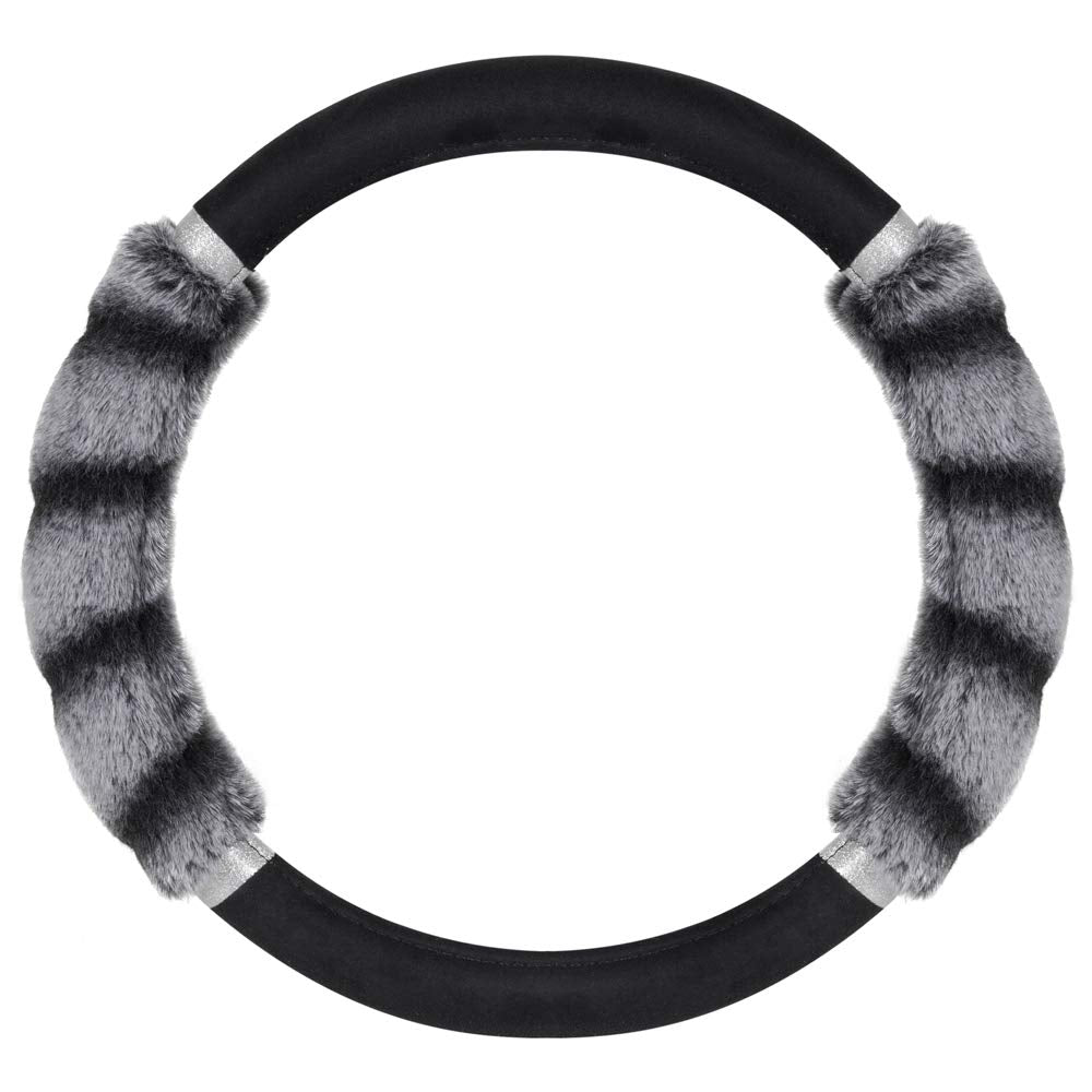 BDK Black Genuine Leather Steering Wheel Cover Large 15.5 to 16 inch
