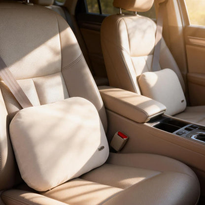 Beige Lumbar Support Pillow for Car Recliner Soft Lower Back Waist Cushion