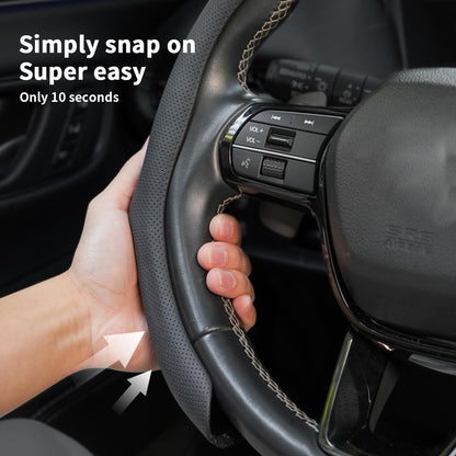 Car Steering Wheel Cover Napa Leather Non Slip Vehicle Steering Wheel Cover Protector, Quick Install Comfy Automotive Interior Decor, Universal fit 14½ to 15 inches Car Pickup SUV 14.5 to 15 inches