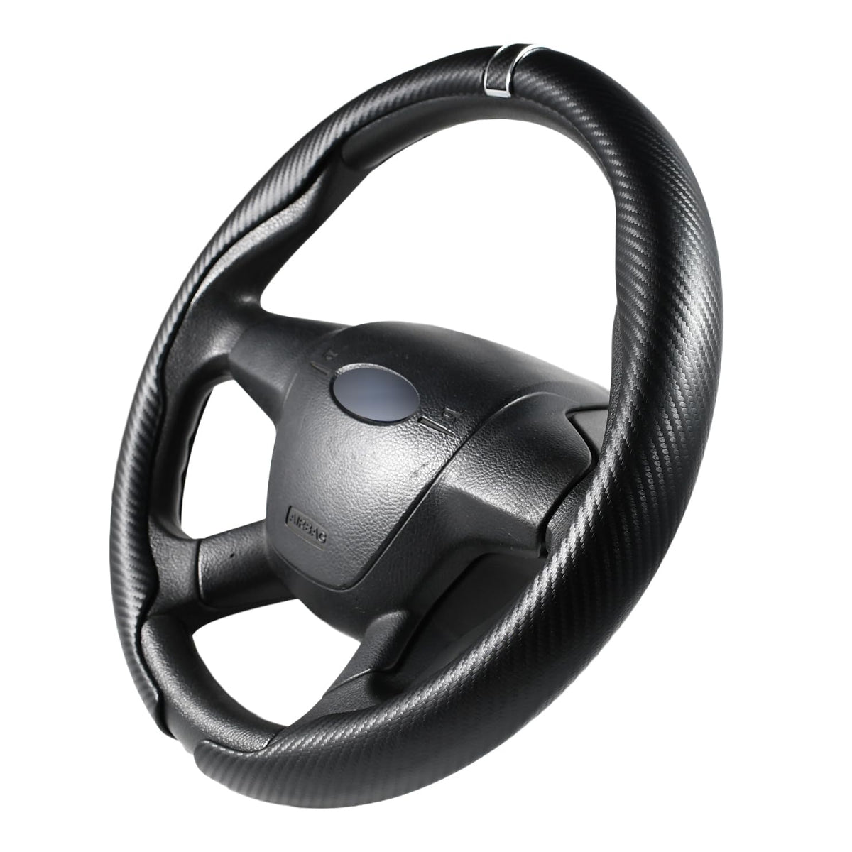 Quick Install Sporty Perforated Nappa Leather Steering Wheel Cover with Red Circular Stripe Trim Universal fit Any 14½ to 15 inches Car Pickup SUV 14.5 to 15 inches SW