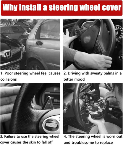Osilly 15 Inch Artificial Leather Steering Wheel Cover, Red