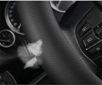 KAFEEK Carbon Fiber Steering Wheel Cover for Men, Car Accessories, Black