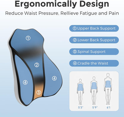 BABUR Lumbar Support Pillow for Car, Back Cushion Support for Driving Seat
