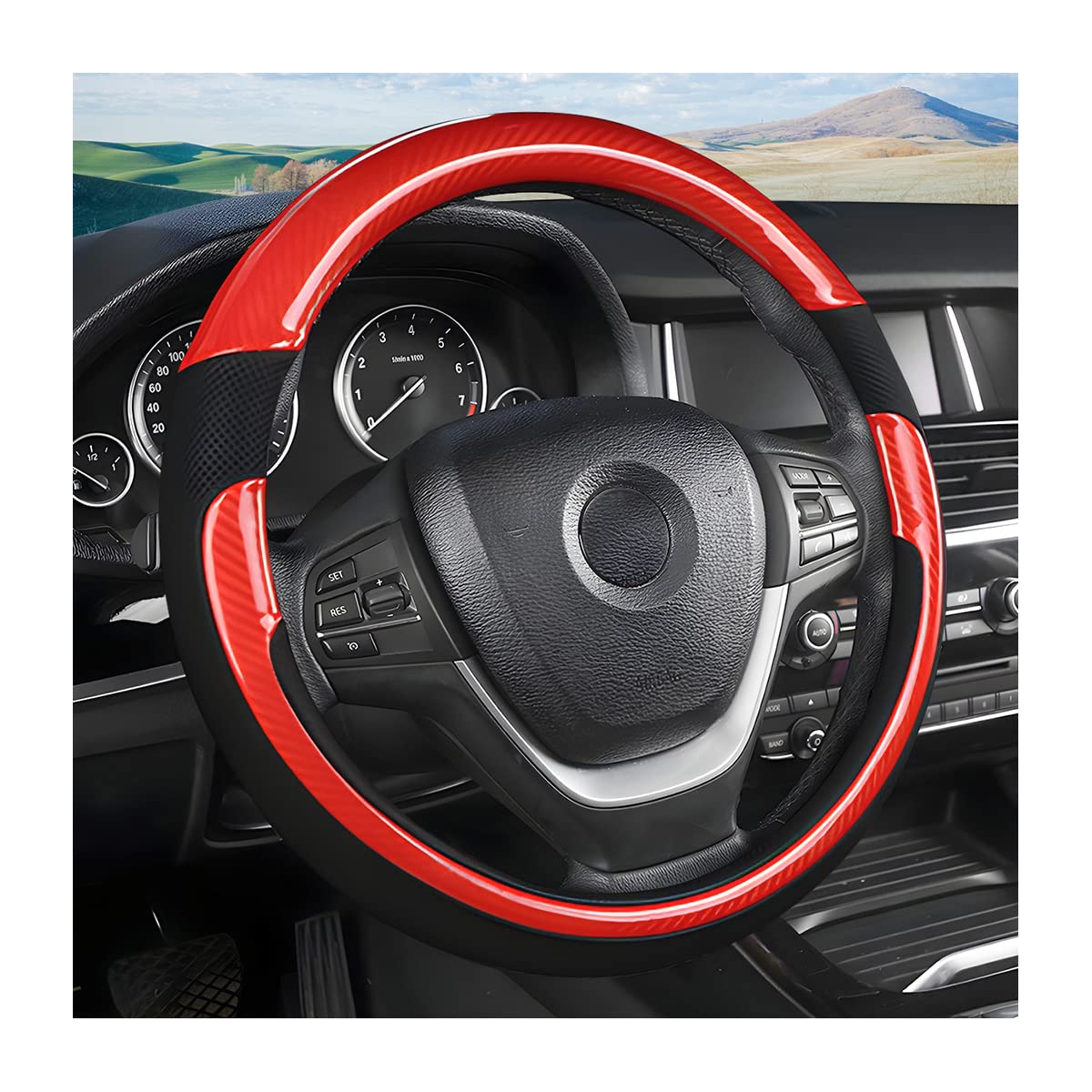 Moly Magnolia 15 Inch Car Steering Wheel Cover, Black-1