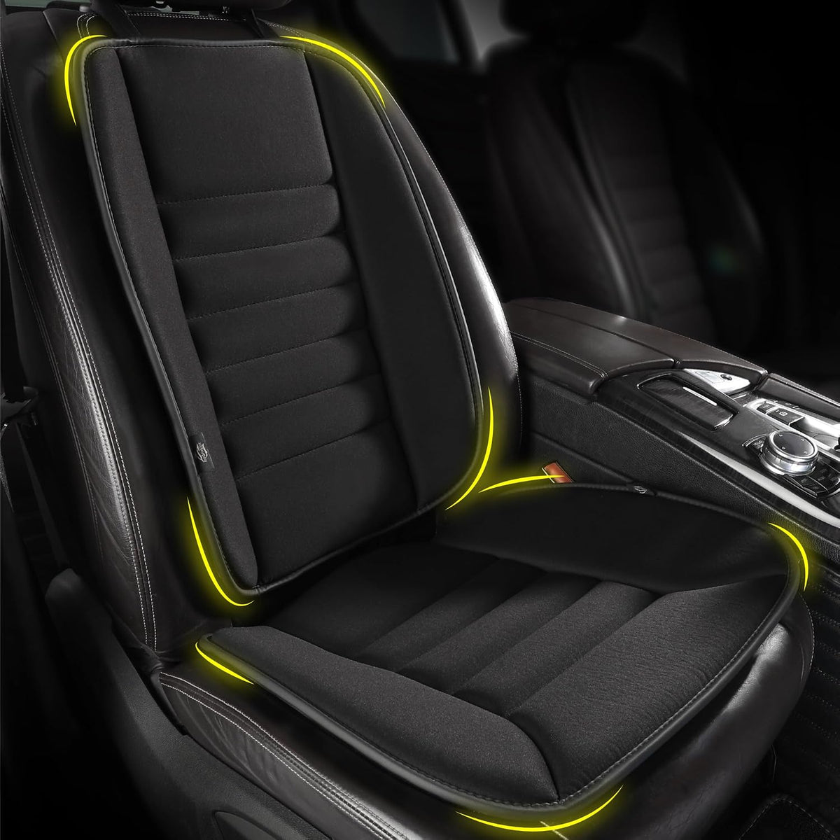 kingphenix Car Seat Cushion with Back Support Pillow, Memory Foam, Black