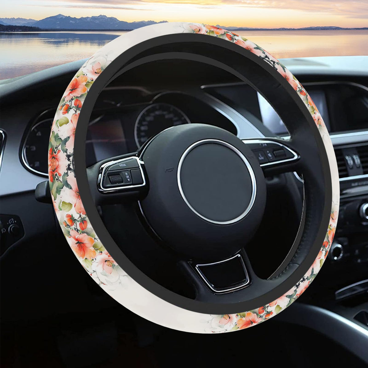 Car Steering Wheel Cover for Women Men,Cute Wildflower
