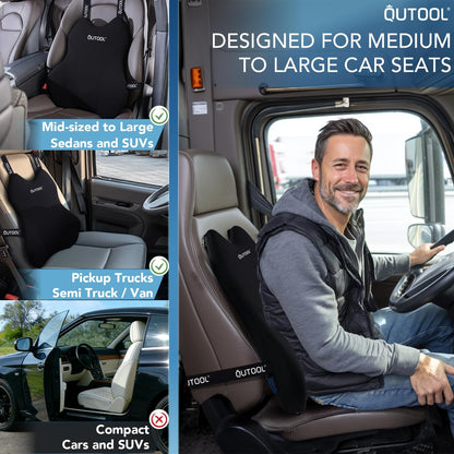 Patented Lumbar Support Pillow for Car, Truck Accessories Travel Essentials, Memory Foam Back Cushion for Driving Seat, Back Pain Relief,Washable Cover, Lower Back Support Fits Most Cars(Black)