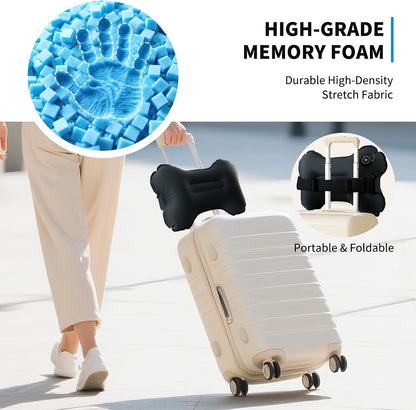 Mixtrend Travel Lumbar Pillow – Inflatable Memory Foam Back Support Pillow for Airplane, Car, Office, Long Flight, Ergonomic Travel Cushion for Lower Back Pain Relief – for Men, Women, Kids, Black