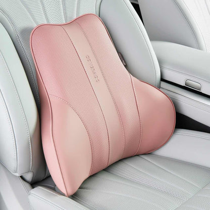 Coverado Lumbar Support Pillow for Car, Ergonomic Memory Foam Back Pillow for Office Chair, New Back Cushion for Pain Relief, PU Leather Car Lumbar Support for Driving Seat - BK