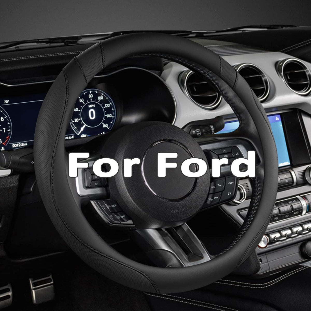 West Llama Customized Auto Car Steering Wheel Cover for Ford F-150, F-250, F-350, Expedition (Black)