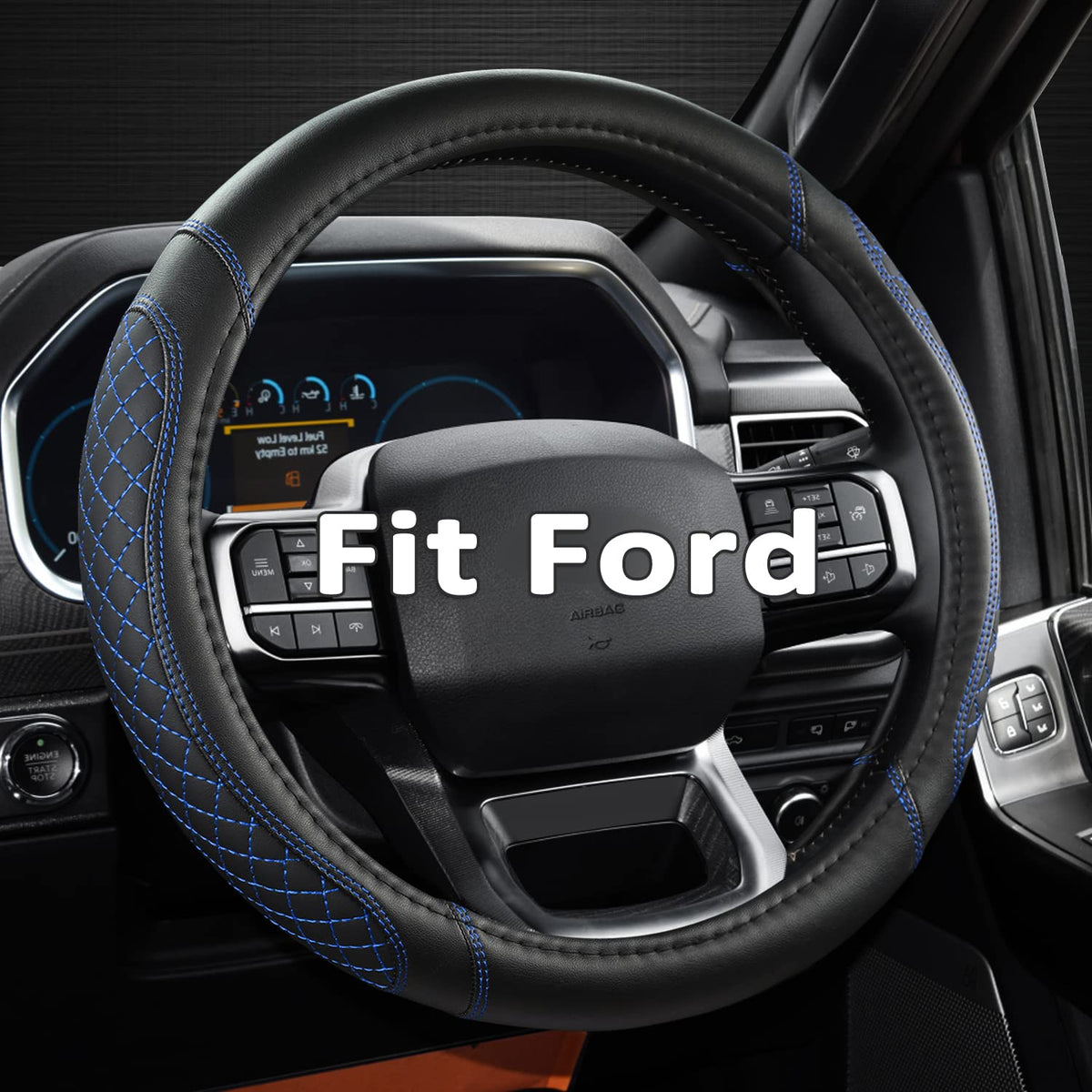 West Llama Customized Auto Car Steering Wheel Cover for Ford F-150, F-250, F-350, Expedition (Black)