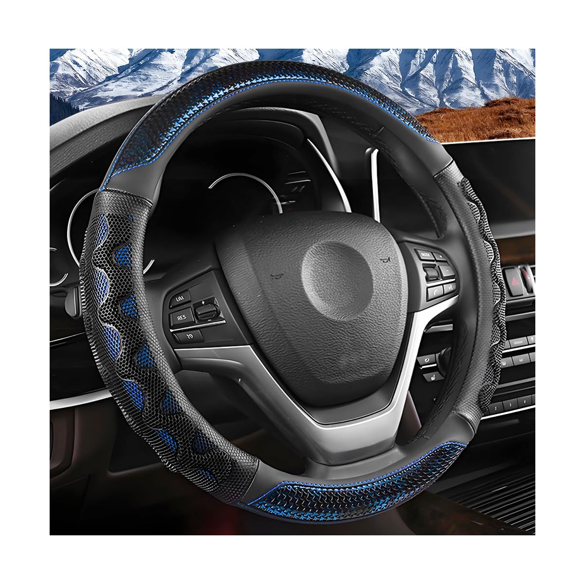 Car Steering Wheel Cover, 3D Honeycomb Anti-Slip Breathable, Red
