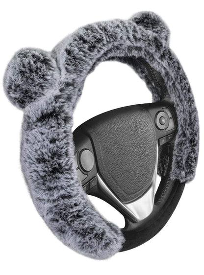 BDK Black Genuine Leather Steering Wheel Cover Large 15.5 to 16 inch