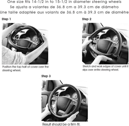 Leather Auto Car Steering Wheel Cover,Anti Slip Universal 15 Inch,Brown Crocodile with Rose Grain