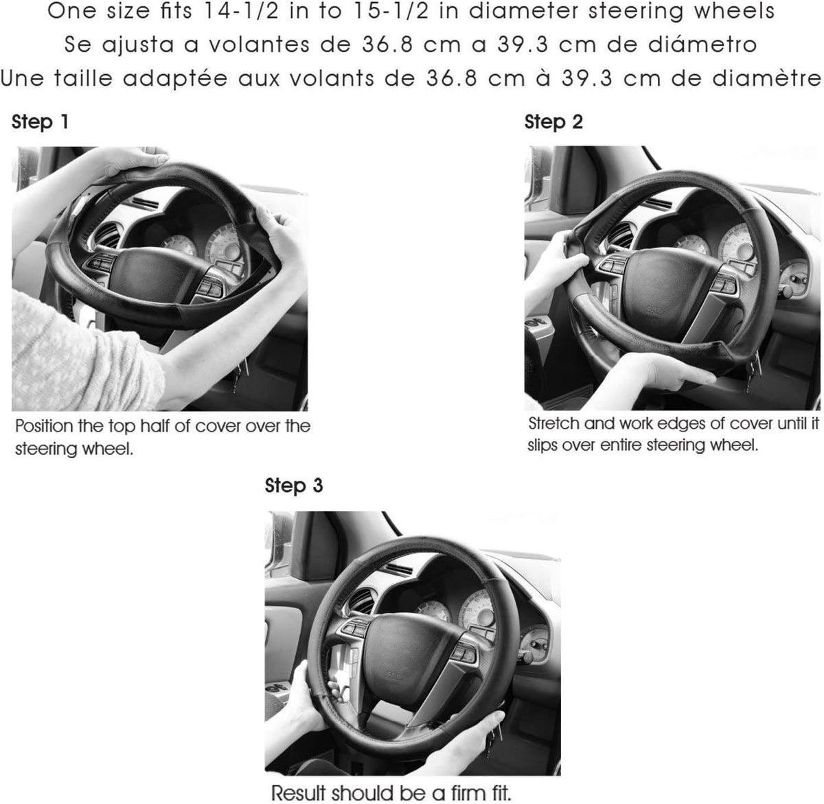 Premium Leather Steering Wheel Cover with Air Holes – Non-Slip Rubber Grip, Universal Fit for Cars (Black)
