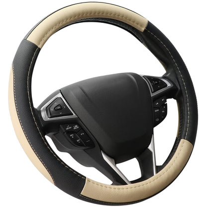 SEG Direct Black Microfiber Leather Auto Car Steering Wheel Cover 15 inch