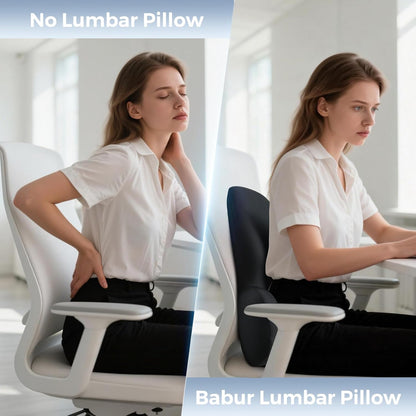 BABUR Memory Foam Lumbar Support Pillow for Car, Lower Back Pain Relief