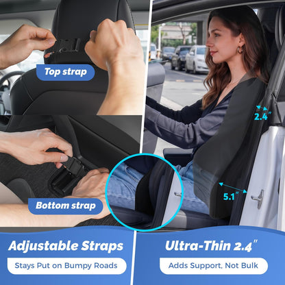 Lumbar Support Pillow for Car – Memory Foam Whole Back Relief