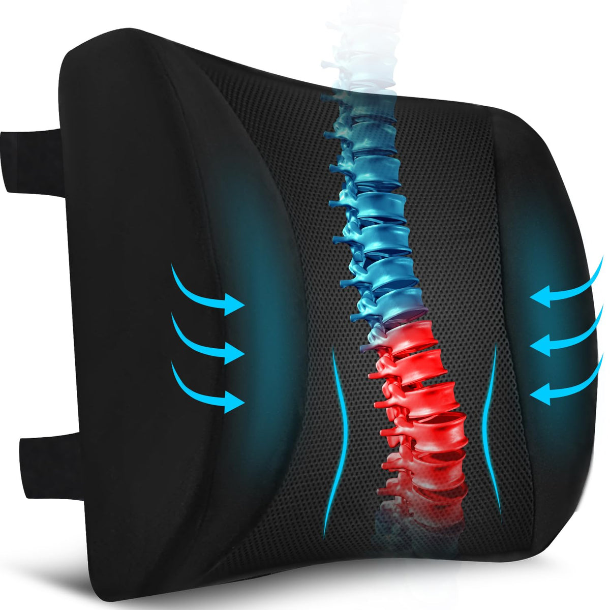 Niceeday Lumbar Support Pillow for Office Chair Car Back Support Pillow, Memory Foam Gaming Chair Desk Chair Back Cushion for Lower Back Pain Relief, Ergonomic Back Rest,Office Home Essentials