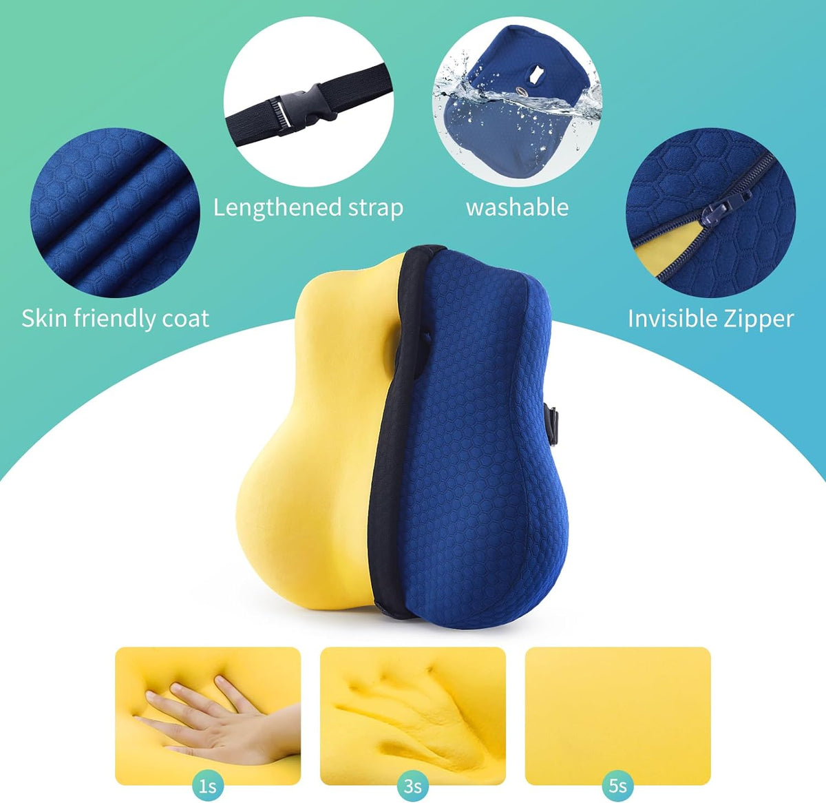 seeknow Lumbar Support Pillow for Chair Back Support Pillow for Couch Lumbar Pillow for Car Office Chair Back Cushion for Lower Back Pain Memory Foam Back Rest for Desk Chair, Recliner, Car Seats