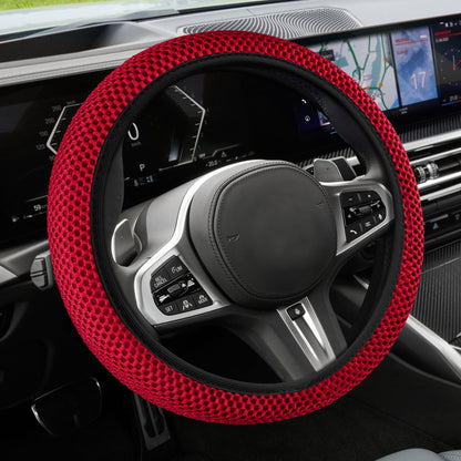 Car Steering Wheel Cover, Steering Wheel Accessories, 15 Inch Microfiber Leather Carbon Fiber Soft Anti-Slip Breathable, Car Accessories Elastic Non-Slip Cover for Most Vehicles