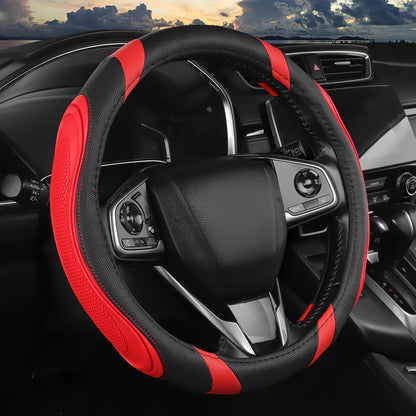Blue Embroidery Butterfly Car Steering Wheel Cover,14.5-15 Inch Universal Leather Covers Breathable Anti-Slip Odorless Steering Wheels Accessories for Men Women