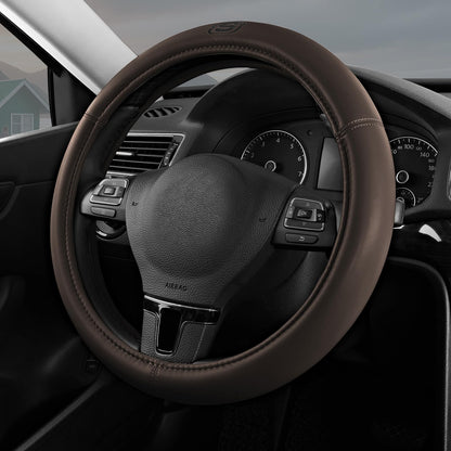 Skechers Memory Foam Steering Wheel Cover,Grade Protein Leather Steering Wheel Cover,Universal Anti-Slip Fit 14" 1/2-15" Car Wheel Cover for Men Women Fit Suvs,Vans,Sedans,Car,Trucks,Black