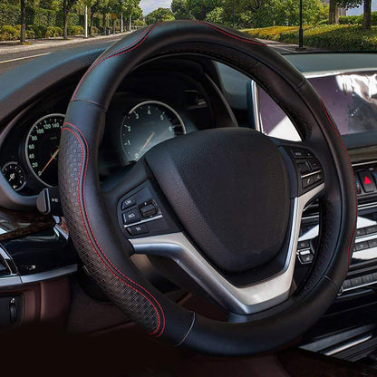 Valleycomfy Leather Steering Wheel Covers Universal 15 inch -Breathable