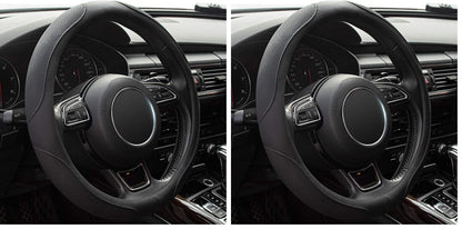 Car Steering Wheel Cover,14.5-15 Inch Black Universal Microfiber Leather Covers Breathable Anti-Slip Odorless Steering Wheels Accessories for Men Women