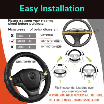 PINCTROT Steering Wheel Cover Great Grip Honeycomb Design 15 Inch All Black